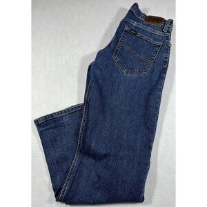 Lee Jeans Women's Sz 16 Regular (32x28) Straight Fit Adjustable Waist Denim Blue
